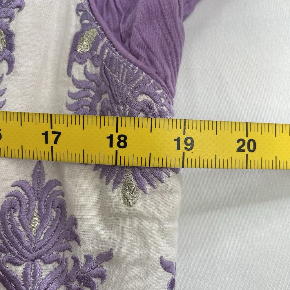 Boho Women's Purple Embroidered Kurta Dress Size‎ XL Indian Textiles Cottagecore - Picture 10 of 11
